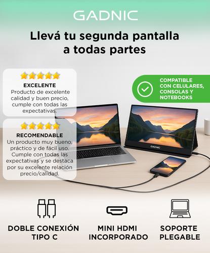 Monitor Portátil Gadnic 156 con Funda Soporte Full HD - 1