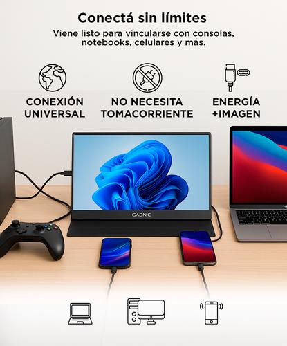 Monitor Portátil Gadnic 156 con Funda Soporte Full HD - 2