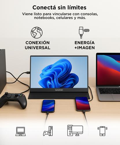 Monitor Portátil Gadnic 156 con Funda Soporte Full HD - 2