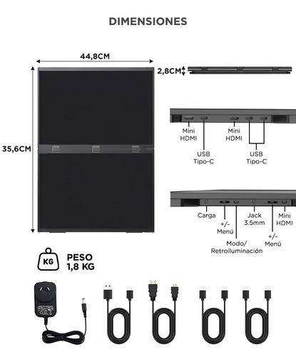 Monitor Portátil Dual Vertical GADNIC 15.6 Full HD - 6