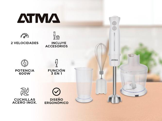 Licuadora de Mano Atma LM8530 Essential con varilla Metálica + Accesorios - 1