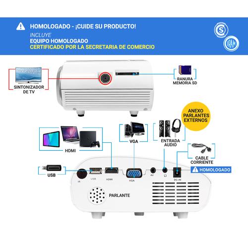 Mini Proyector Gadnic Max Style 60 Lúmenes Portátil HDMI VGA Sinto TV - 2