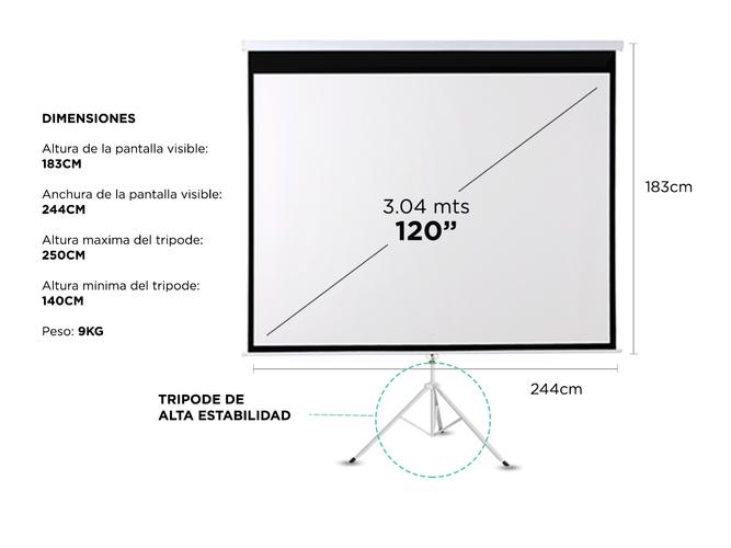 Pantalla Proyector Gadnic 120 Manual con trípode - 5