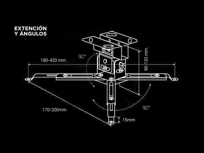 Soporte Proyector Techo o Pared Extensión 40 a 60cm Inclinación Regulable Resistente - 3