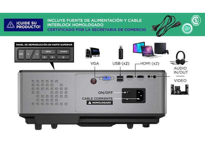 Proyector Gadnic Starpro 7000 Lúmenes HDMI x2 USB VGA - 2