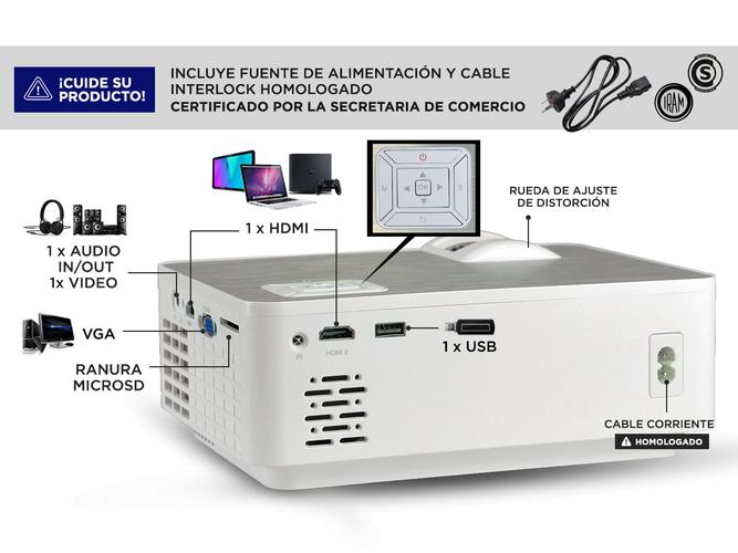 Proyector Gadnic United 3500 Lúmenes HDMI USB VGA - 2