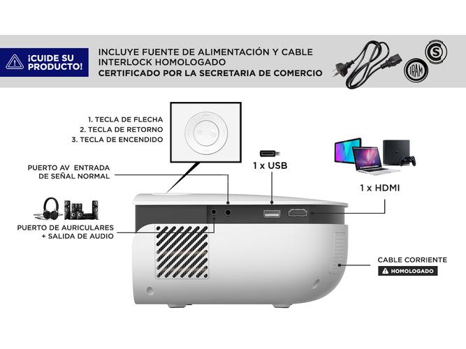 Proyector Gadnic Unique 2500 Lúmenes HDMI USB AV Full HD - 2