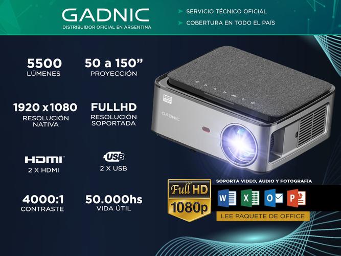 Proyector Gadnic Surr 5500 Lúmenes Con Filtro HEPA HDMI x 2 USB x 2 - 1
