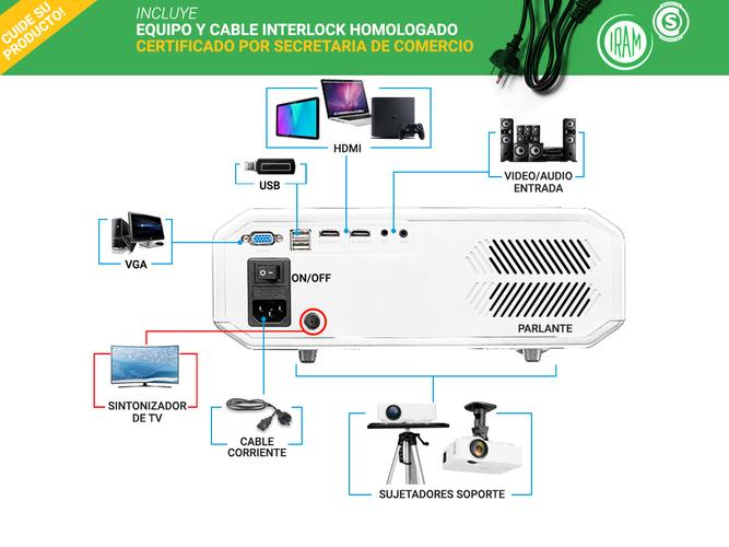 Proyector Gadnic Highlight 4000 Lumenes - 5
