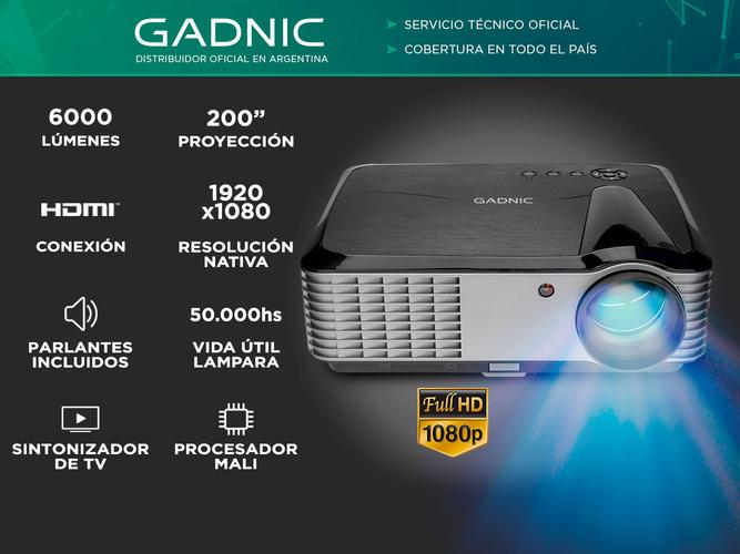 Proyector Gadnic Ultra View 6000 Lúmenes HDMI x 2 VGA USB - 1