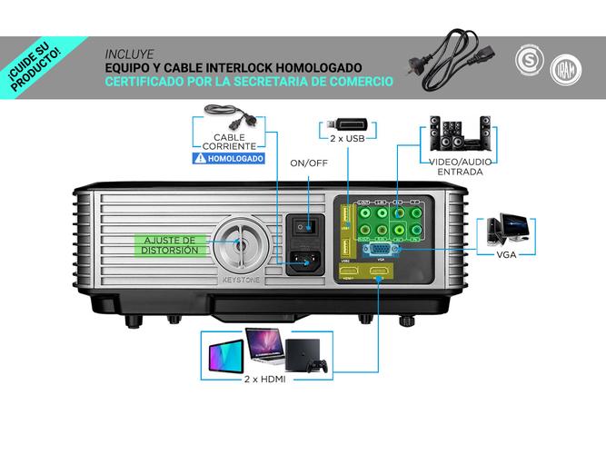 Proyector Gadnic Ultra View 6000 Lúmenes HDMI x 2 VGA USB - 2