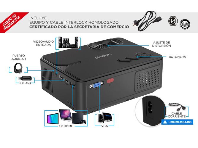 Proyector Gadnic Ultra Led 2000 Lúmenes Wifi HDMI USB VGA - 2