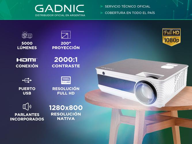 Proyector Gadnic Pro View 5000 Lúmenes HDMI x 2 VGA USB - 1