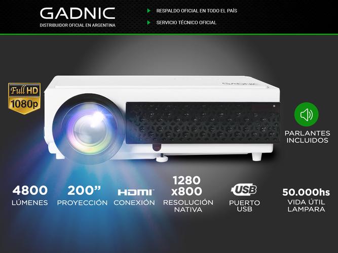 Proyector Gadnic H-Pro 4800 Lúmenes HDMI USB VGA - 1