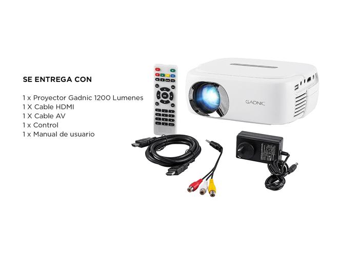 Proyector Gadnic Spectacular 1200 Lúmenes HDMI USB AV Full HD - 6