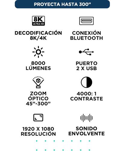 Proyector Gadnic 8000 Lumenes Sonido Envolvente - 2