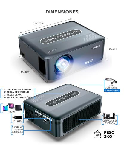 Proyector Gadnic 8000 Lumenes Sonido Envolvente - 5