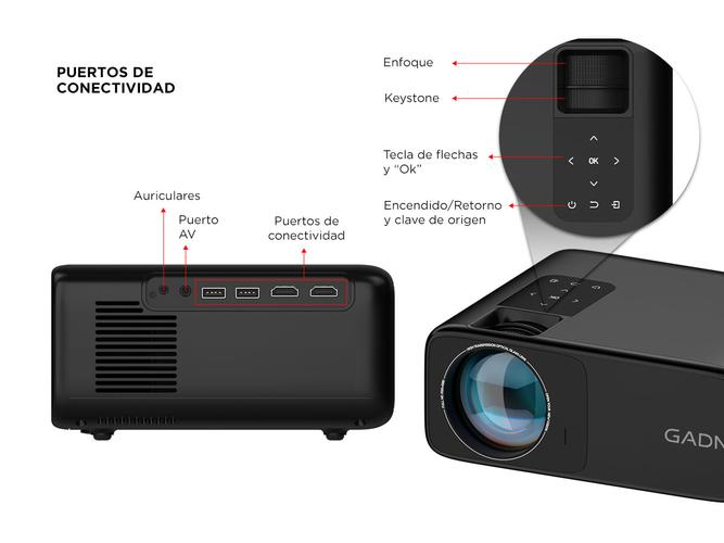 Proyector Gadnic Luminous Pro 6200 Lúmens Full HD Con Altavoz  - 4