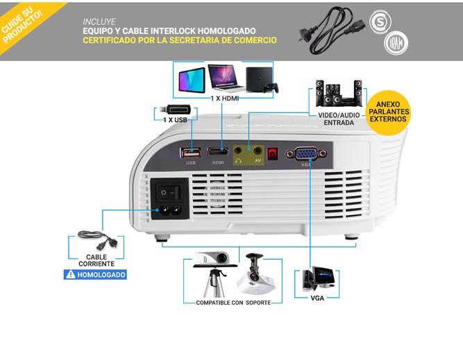 Mini Proyector Gadnic Optimus WiFi 1200 Lúmenes Portátil HDMI VGA  - 5