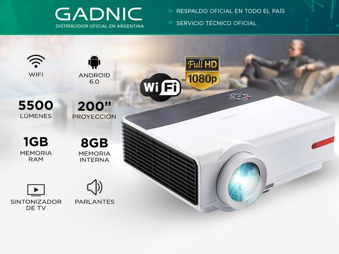 Proyector Gadnic Iron Style Wifi 5500 Lúmenes Android USB HDMI Sinto TV - 1