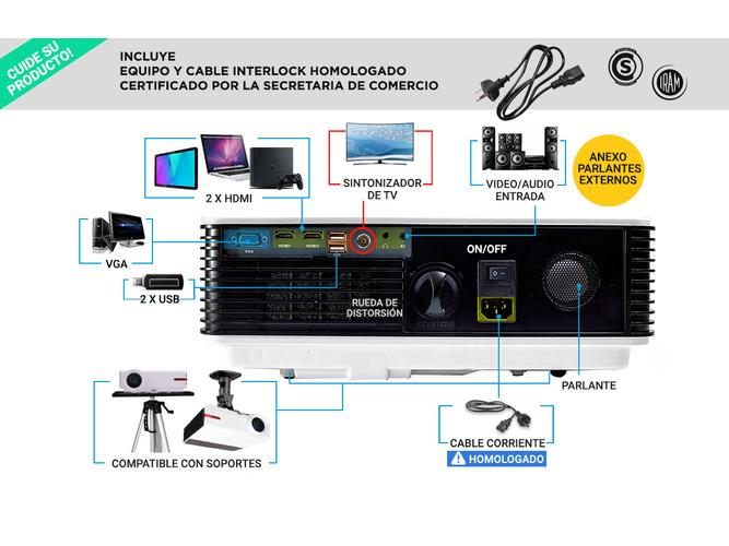 Proyector Gadnic Iron Style Wifi 5500 Lúmenes Android USB HDMI Sinto TV - 2