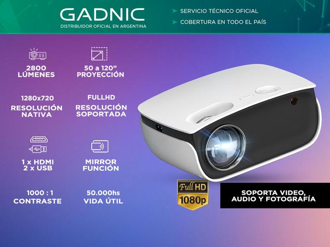 Proyector Gadnic Mini WiFi 2800 Lúmenes HDMI USB AV - 1