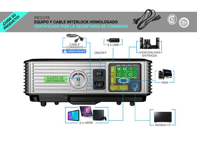 Proyector Gadnic Ultra View WiFi 6000 Lúmenes Android HDMI USB VGA - 2