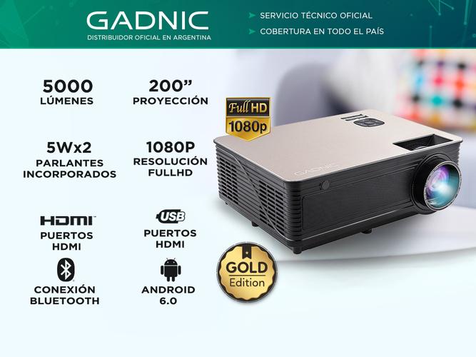 Proyector Gadnic Pro View Gold Edition 5000 Lúmenes Android WiFi Bluetooth - 1