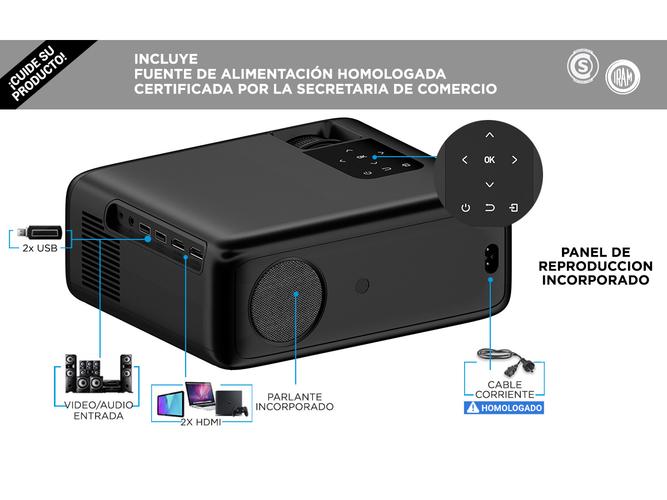 Proyector Gadnic 5000 Lumens Usb Hdmi Mirror  - 2