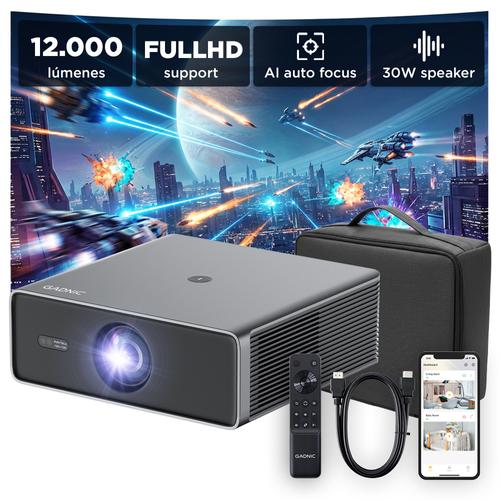 Proyector Gadnic Inalámbrico 12.000 Lúmenes Google TV Auto Keystone AutoFocus WiFi BT - 0