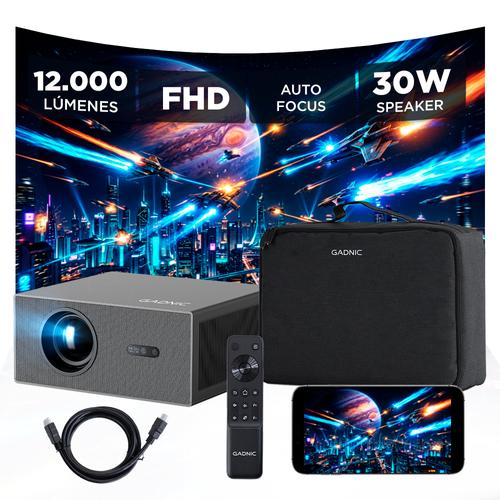 Proyector Gadnic C45 FHD 12000 Lúmenes Android TV AutoFocus AutoKeystone Bolso Transportador Cable HDMI - 0