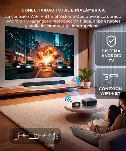 Proyector Gadnic C45 4K 12000 Lúmenes Android TV AutoFocus AutoKeystone Bolso Transportador HDMI 15mts - 4
