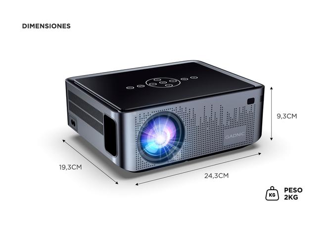 Proyector Gadnic Full HD 1080p LED 8000 Lúmenes WiFi Bluetooth - 5