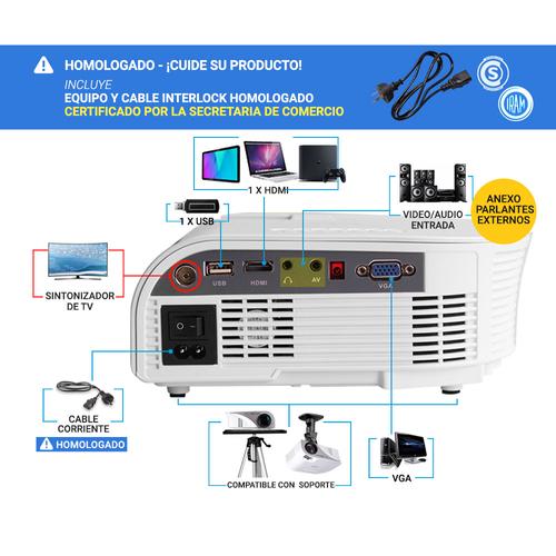 Mini Proyector Gadnic Optimus 800 Lúmenes Portátil HDMI VGA Sinto Tv - 2