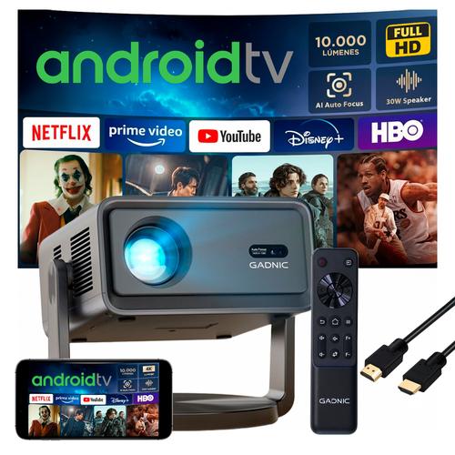 Proyector Gadnic FULL HD 10000 Lúmenes AutoFocus AutoKeystone Android 14 Cable HDMI 15mts - 0