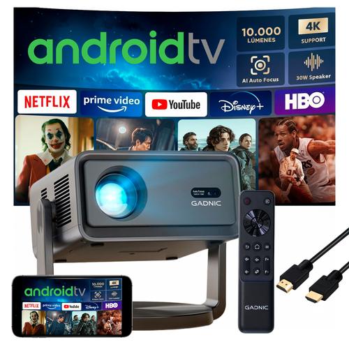 Proyector Gadnic 4K 10.000 Lúmenes AutoFocus AutoKeystone Android 12 Cable HDMI 1.5mts - 0