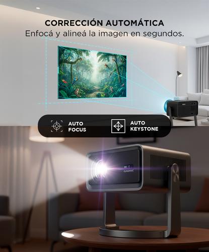 Proyector Gadnic 4K 10.000 Lúmenes AutoFocus AutoKeystone Android 12 Cable HDMI 1.5mts - 2