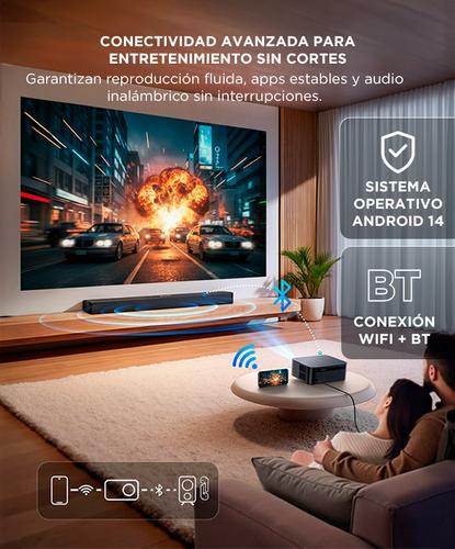 Proyector Gadnic 4K 10.000 Lúmenes AutoFocus AutoKeystone Android 12 Cable HDMI 1.5mts - 4
