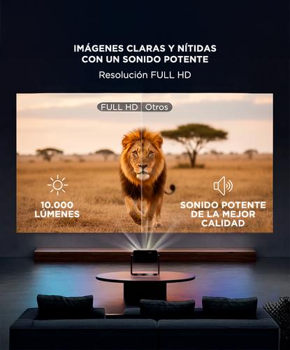 Proyector Gadnic FULL HD 10000 Lúmenes AutoFocus AutoKeystone Android 14 Cable HDMI 15mts - 5