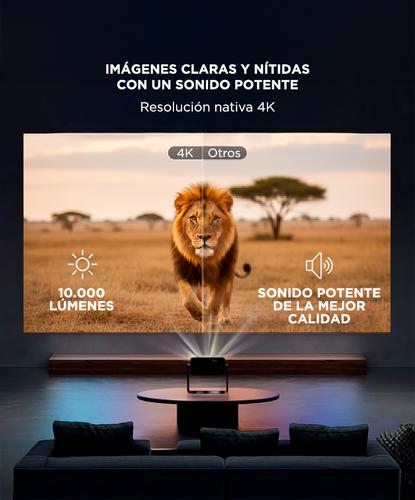 Proyector Gadnic 4K 10.000 Lúmenes AutoFocus AutoKeystone Android 12 Cable HDMI 1.5mts - 5
