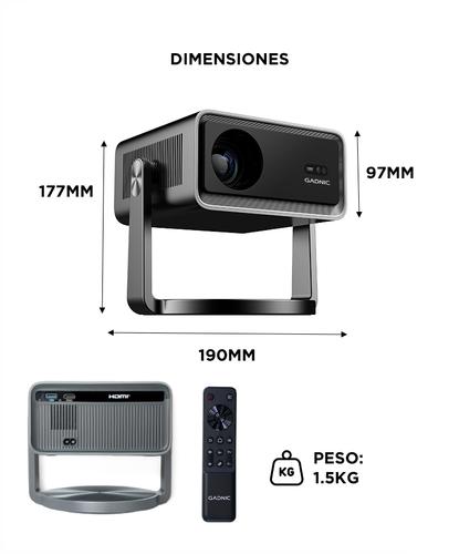 Proyector Gadnic FULL HD 10000 Lúmenes AutoFocus AutoKeystone Android 14 Cable HDMI 15mts - 6