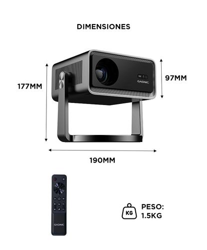 Proyector Gadnic 4K 10.000 Lúmenes AutoFocus AutoKeystone Android 12 Cable HDMI 1.5mts - 6