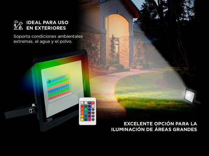 Reflector LED 50W RGB Gadnic Exterior Con Control Remoto  - 2