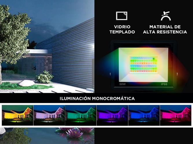 Reflector LED 50W RGB Gadnic Exterior Con Control Remoto  - 3
