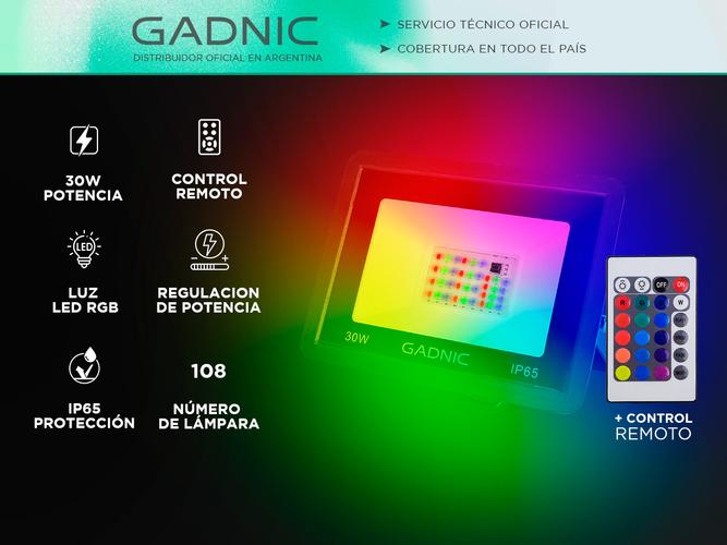 Reflector Led RGB Gadnic Para Interior Exterior 30w - 1