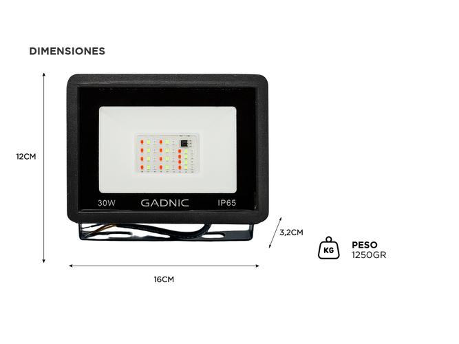 Reflector Led RGB Gadnic Para Interior Exterior 30w - 5