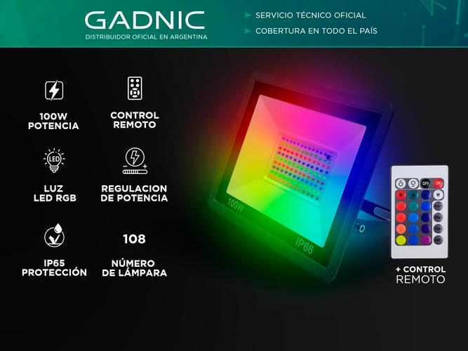 Reflector Led RGB Gadnic Para Exterior Alta Potencia 90w - 1