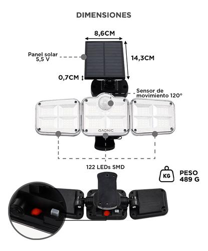 Reflector Solar Luz Led Gadnic 3 Paneles Ultra Potentes - 5