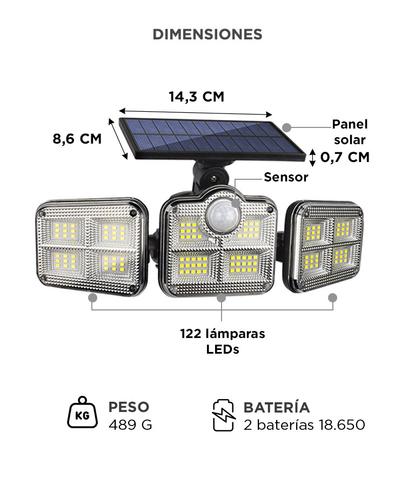 Reflector Solar Luz Led Gadnic 3 Paneles Ultra Potentes - 5