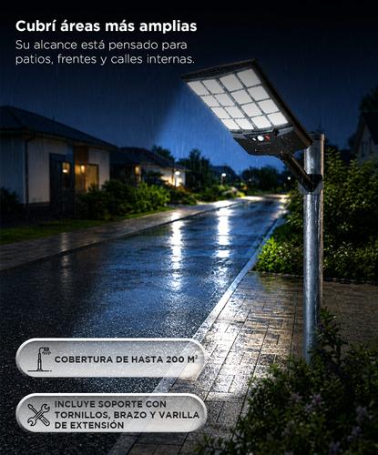 Reflector Solar Para Calles Gadnic Lámpara Luz 192 Led 5730 SMD 6V 9W Batería 6Ah Cobertura 200 M2 ABS - 4